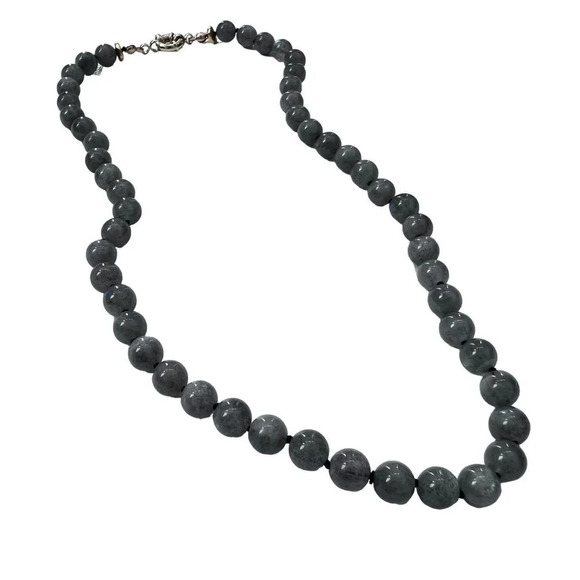 Genuine Labradorite Gemstone Bead Silk Knot Necklace NEW - Picture 6 of 10